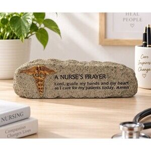 Carson A Nurse’s Prayer Stone Plaque Caduceus Nurse Appreciation Desk Decor Gift